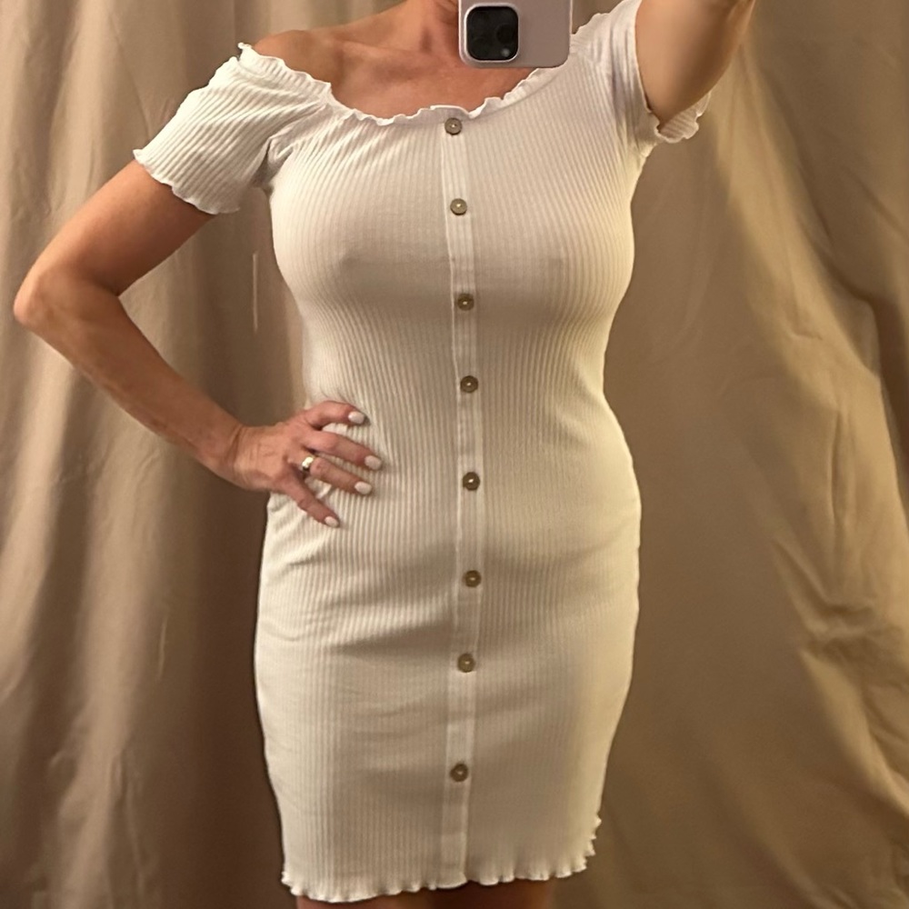 White super light off the shoulder dress